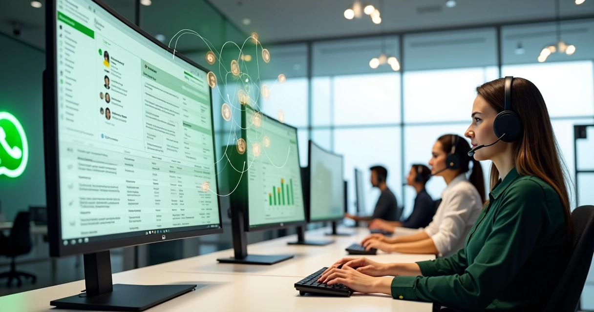 Painel com equipe usando API oficial do WhatsApp em atendimento profissional 