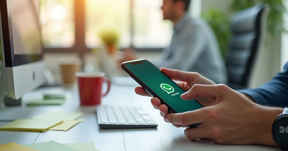 Atendente enviando mensagem para cliente pelo WhatsApp