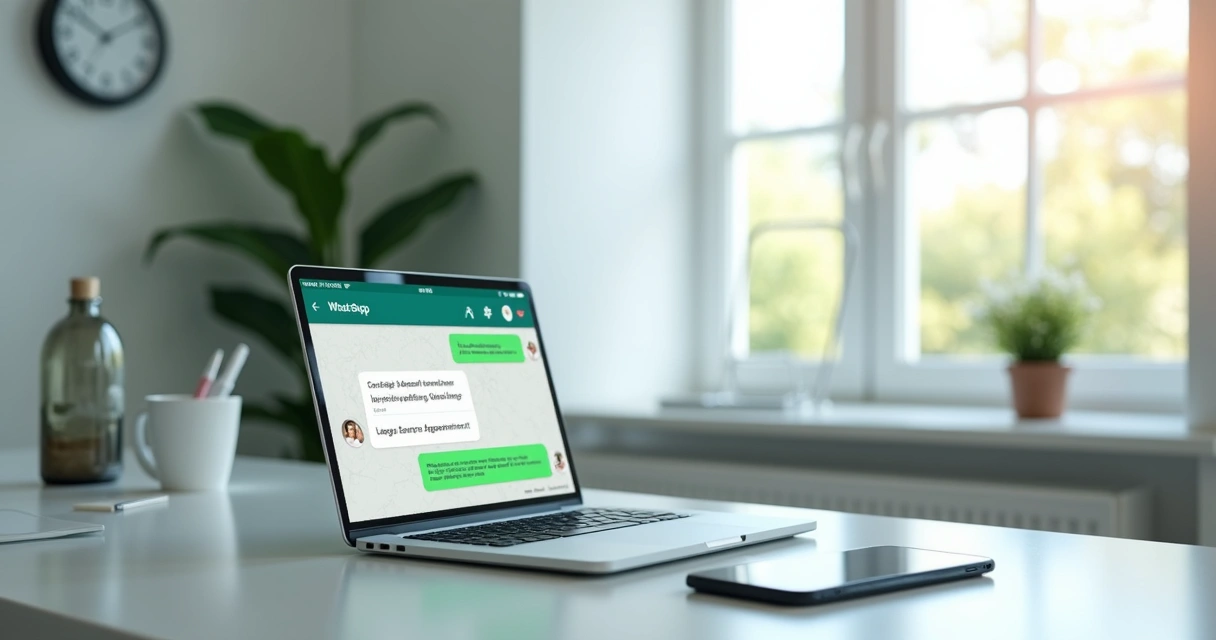Atendimento odontológico rápido pelo WhatsApp em notebook e celular