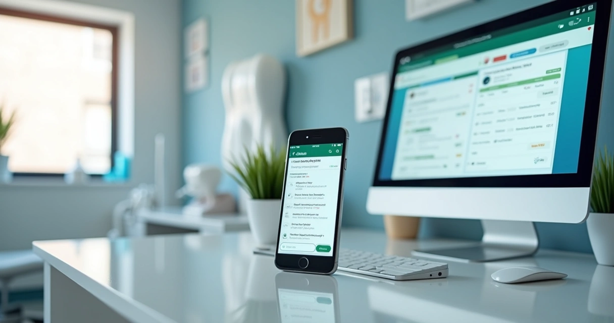 Tela de atendimento no WhatsApp para agendamento odontológico 
