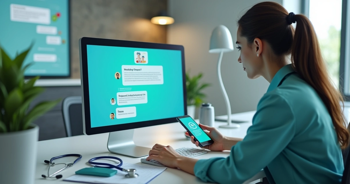 Secretária virtual médica conversando por WhatsApp com paciente 