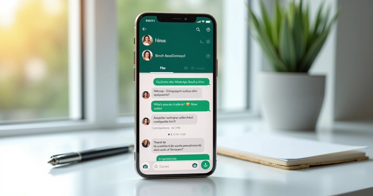 Tela de smartphone com chat de clínica aberta