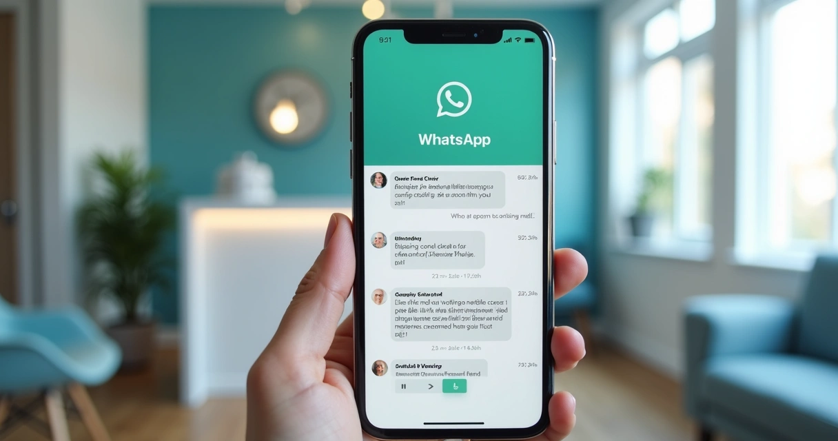 Atendimento de clínica odontológica no WhatsApp em smartphone 