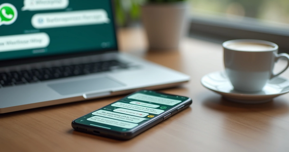 Smartphone exibindo conversa de atendimento via WhatsApp com mensagens de vendas para clínica 