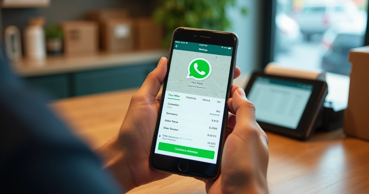 Tela de atendimento de delivery no WhatsApp com cardápio digital e status de pedido