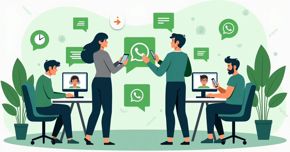 Time de atendimento responde clientes pelo WhatsApp em computadores e celulares 