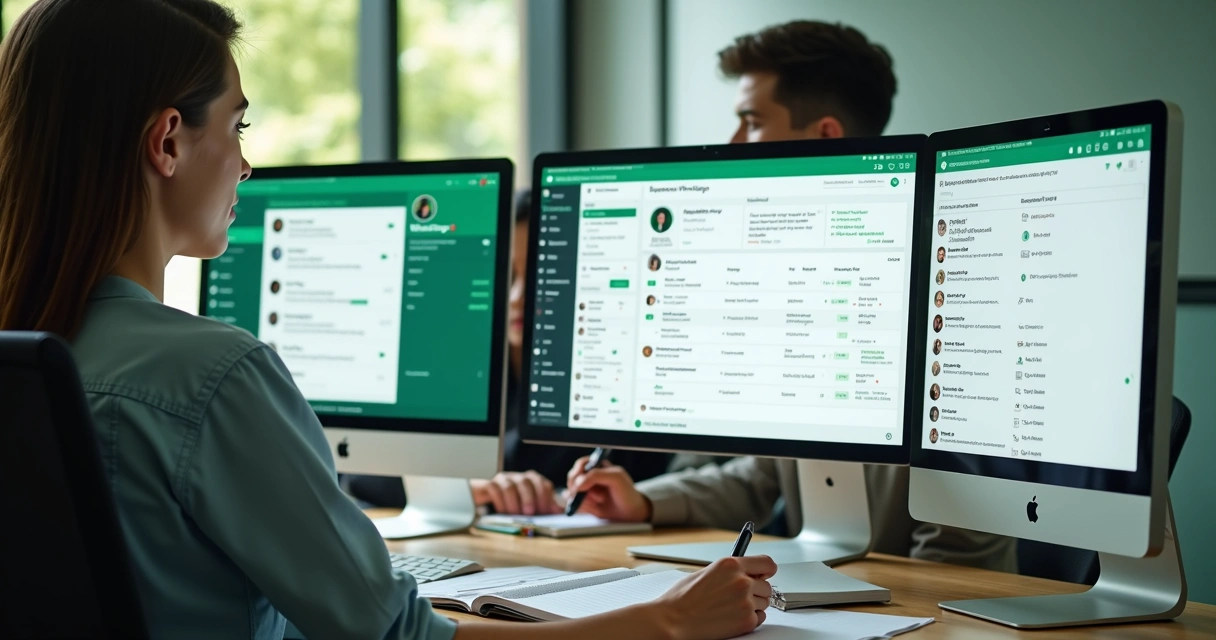 Equipe atendendo clientes em painel de WhatsApp