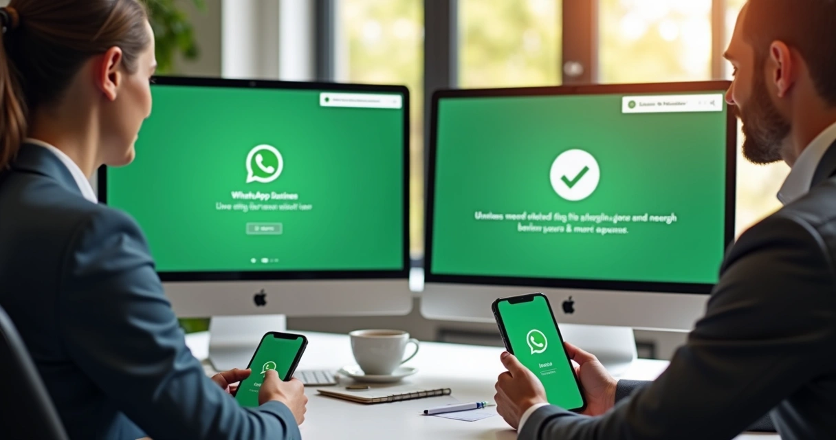 Equipe a acompanhar mensagens no WhatsApp Business