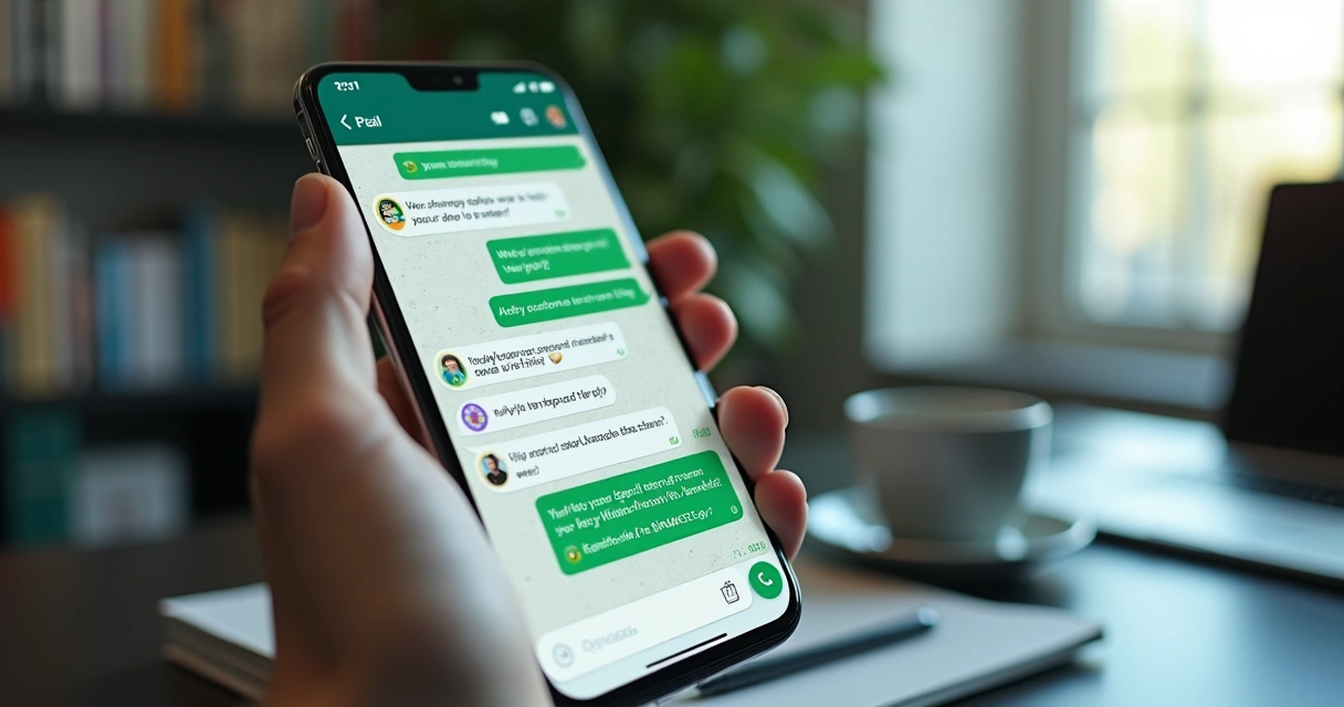 Tela de celular exibindo conversa automatizada via WhatsApp com chatbot inteligente 