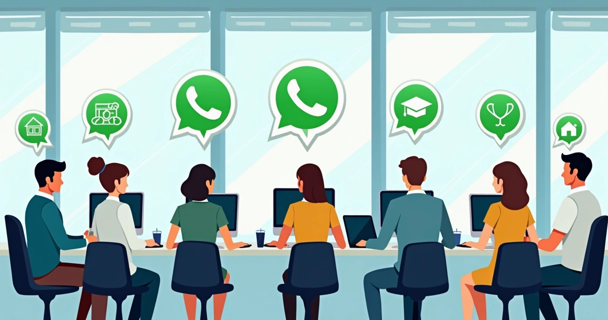 Equipe de atendimento atendendo diversos setores ao mesmo tempo em computadores modernos 