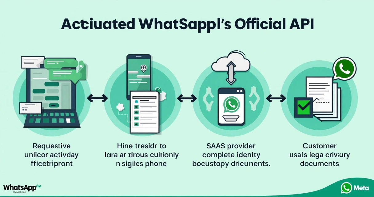 Fluxo visual de ativação da API oficial do WhatsApp 