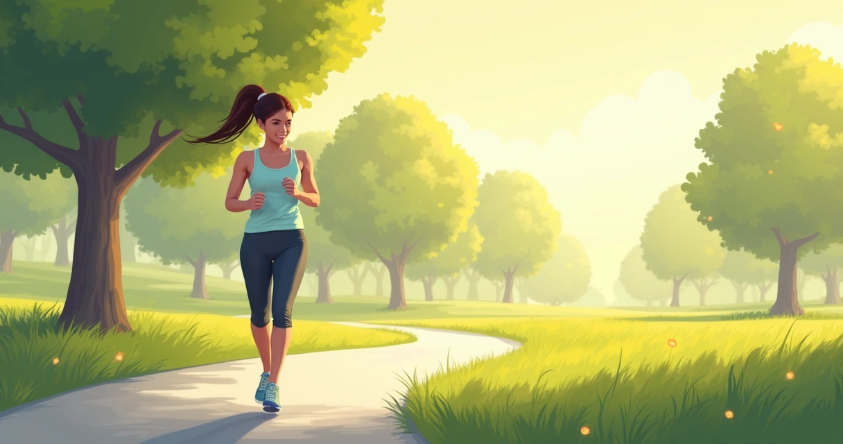 Pessoa caminhando em parque com roupas esportivas, pós-bariátrica. 