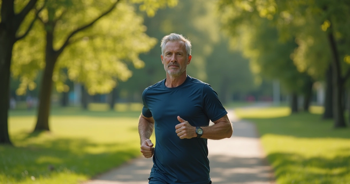 Homem de meia-idade praticando exercício ao ar livre 