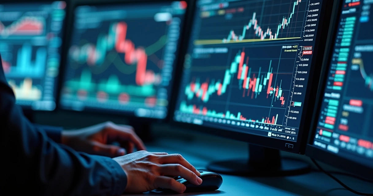 Diversos tipos de ativos financeiros internacionais em tela de computador 