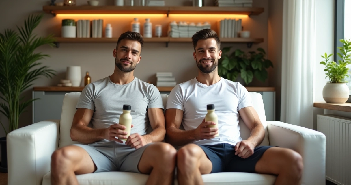 Atleta descansando após terapia em ambiente clínico tranquilo 
