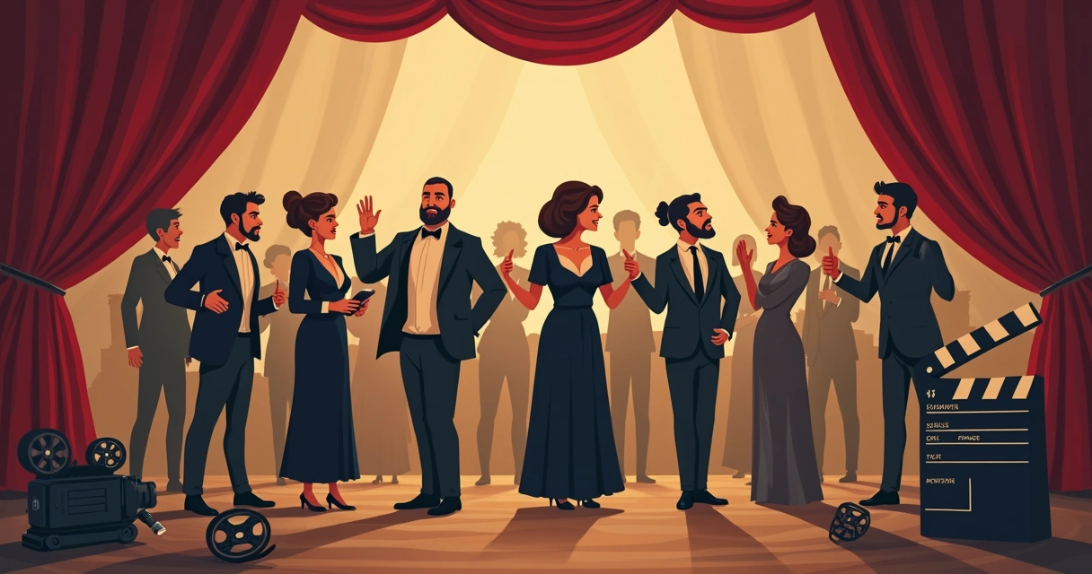 Atores do cinema mudo em cena clássica 