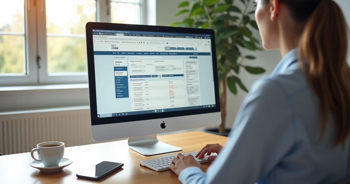 Corretor de imóveis atualizando cadastro online