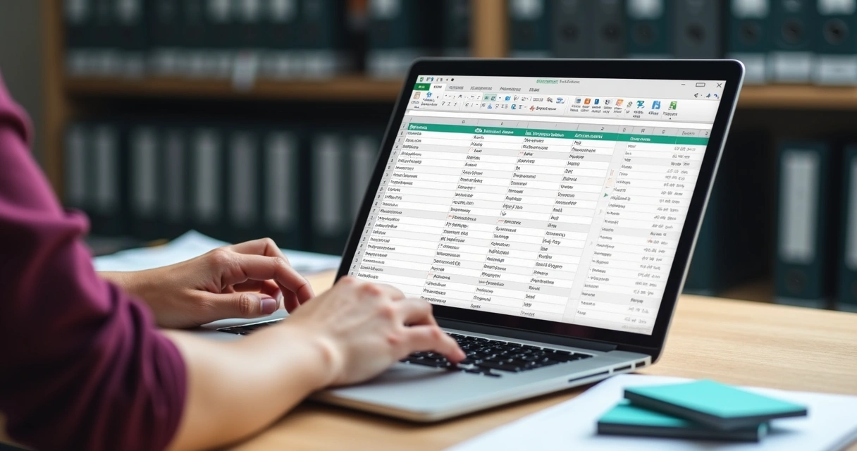 Planilha sendo atualizada em notebook, com dados aparecendo. 
