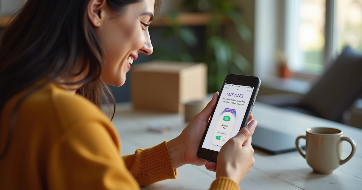 Cliente olhando atualização de pedido em um celular 