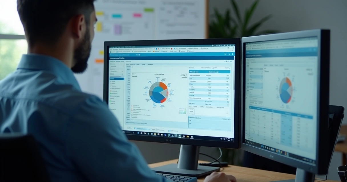 Técnico atualiza sistema ERP com tela exibindo atualização de arquivos RPO 