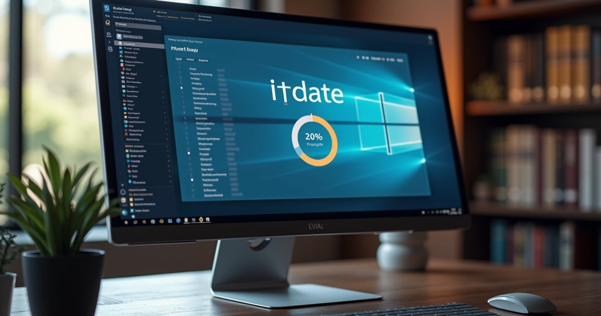 Tela de atualização de software jurídico com barra de progresso.