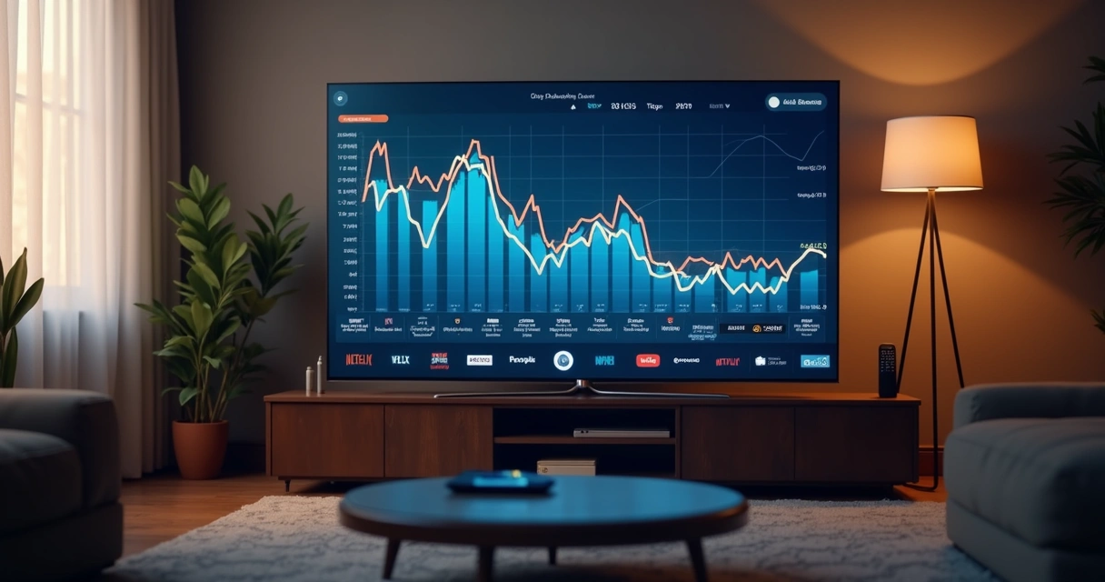 Gráfico mostrando queda da audiência da TV tradicional e avanço do streaming nos EUA 
