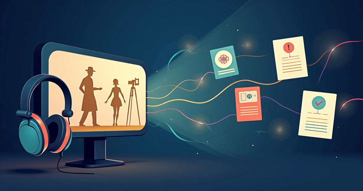 Portal sonoro representando audiodescrição guiando cenas de filmes clássicos 