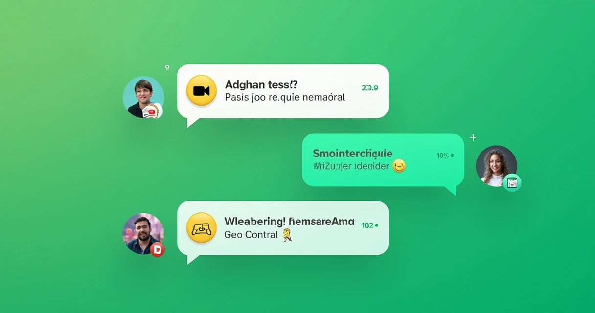 Elementos de áudio, vídeo e enquetes em uma interface de WhatsApp 