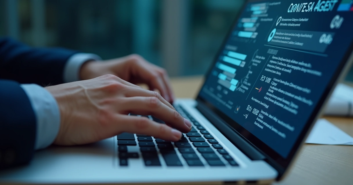 Finance professional reviewing audit trail dashboard with MtM logs