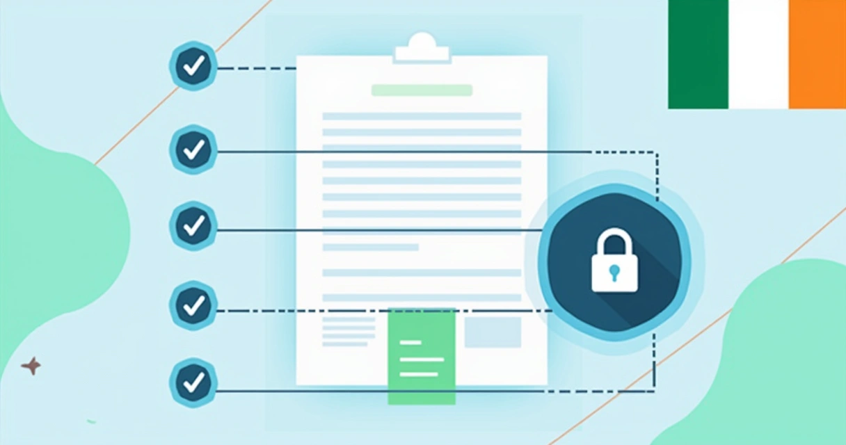 Illustration of digital audit trail with security lock symbol and contract timeline 
