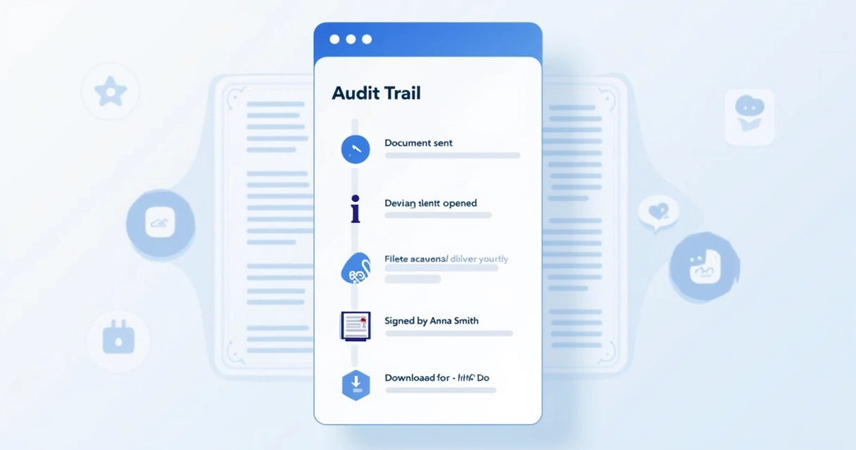 Illustration of audit trail on digital document workflow 