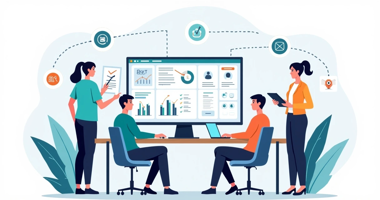 Equipo de recursos humanos revisando auditoría de actividad en una pantalla con datos 