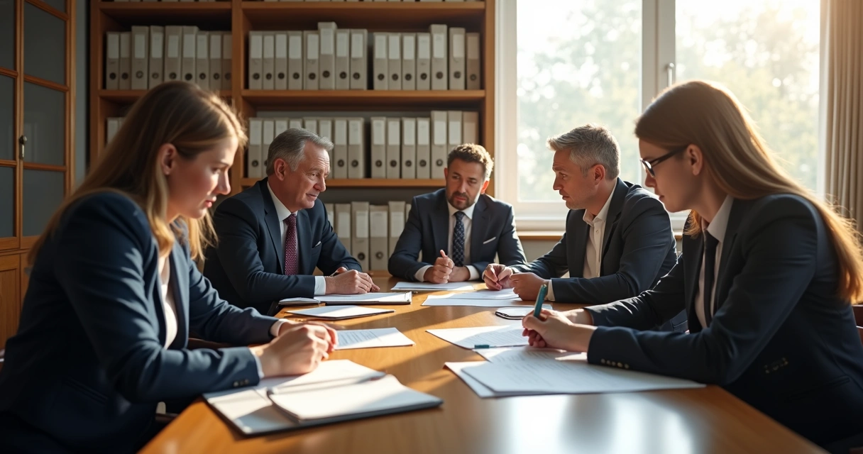 Equipe de auditores analisando documentos em uma sala de reuniões na prefeitura