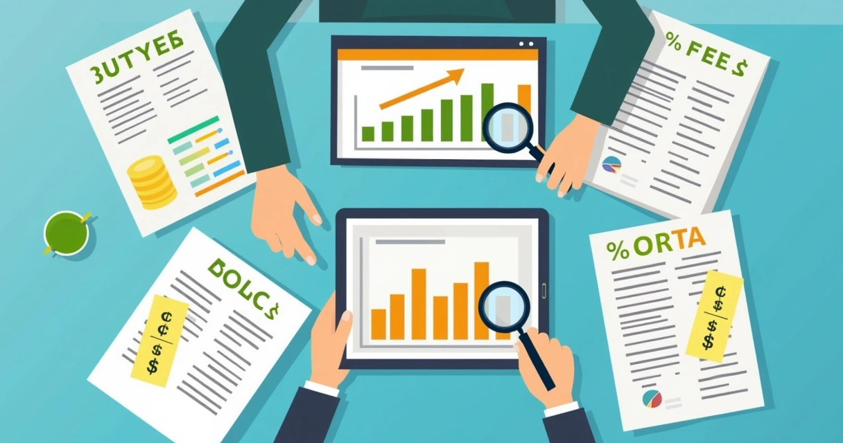 Pessoa auditando custos do provedor digital com planilhas e documentos 