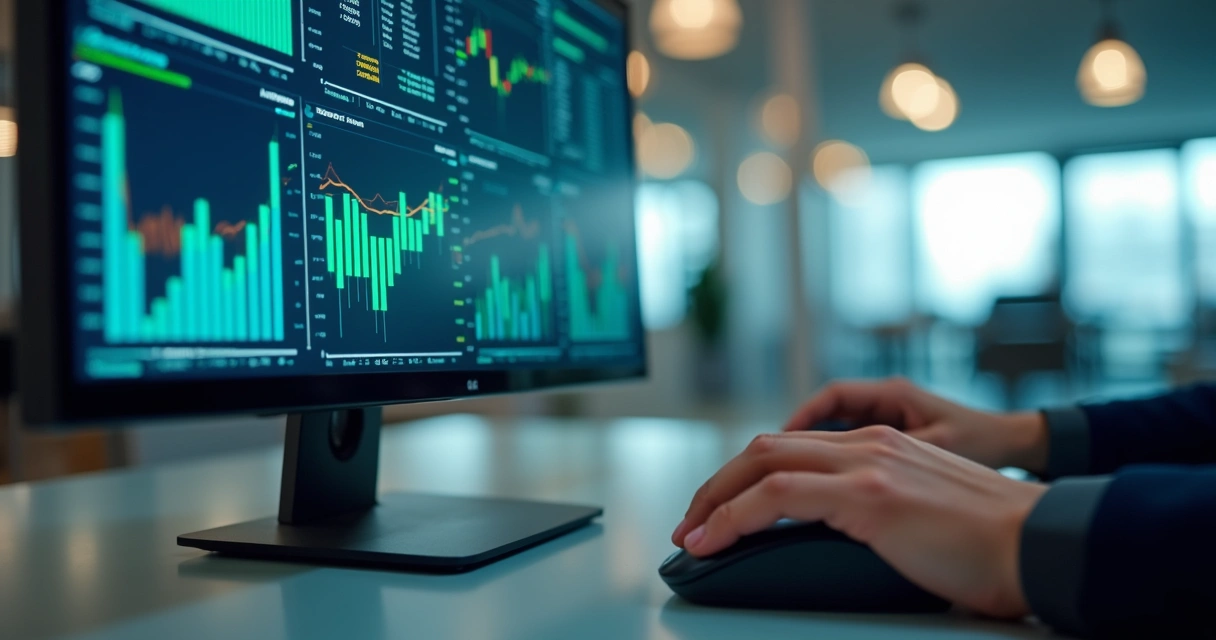 Análise de dados financeiros em tela de computador moderno 
