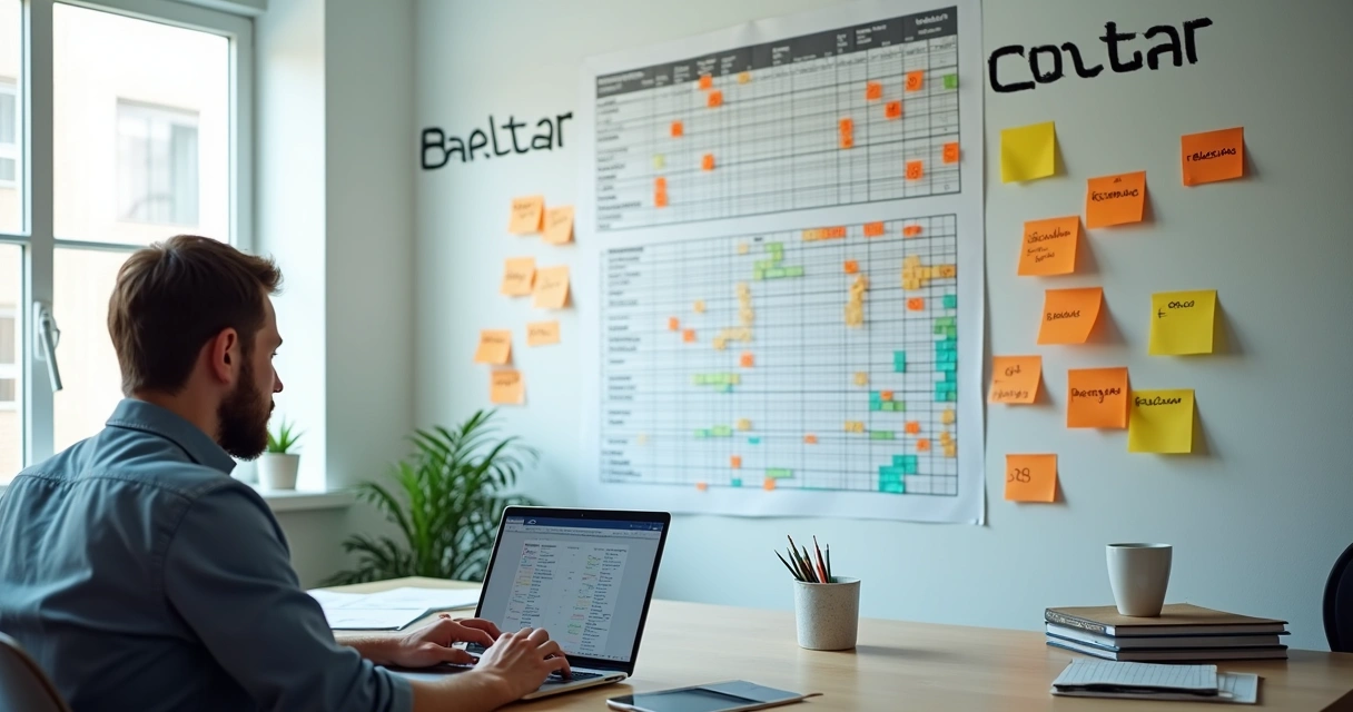 Pessoa analisando planilha de custos fixos em escritório