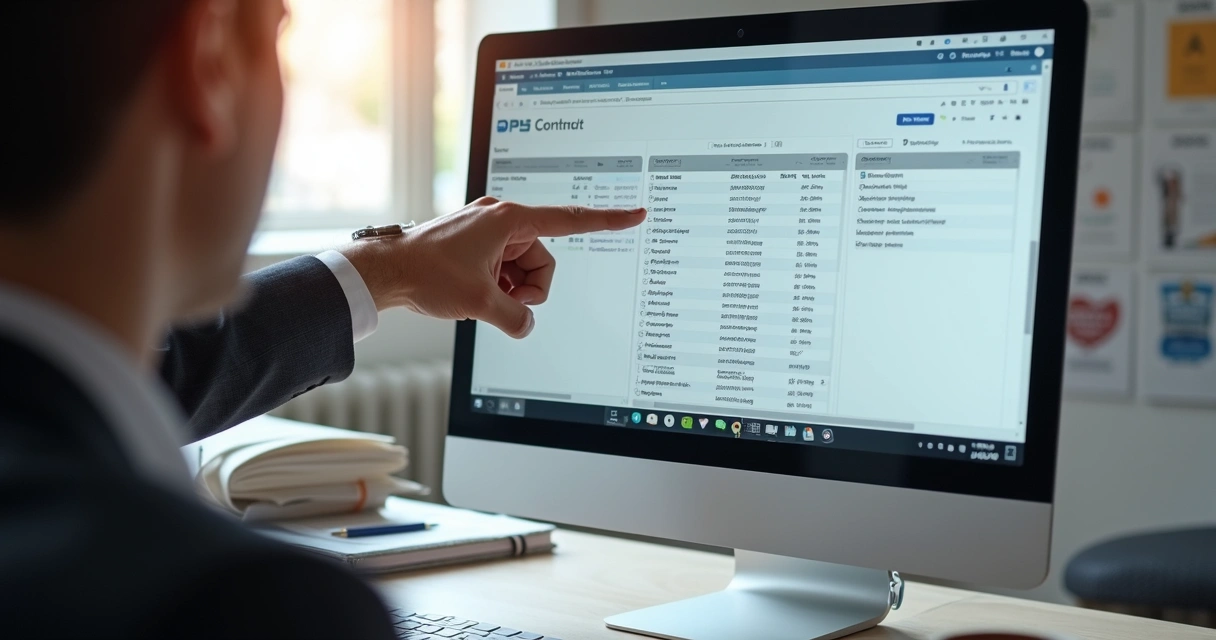 Tela de auditoria digital de contratos em plataforma de gestão 