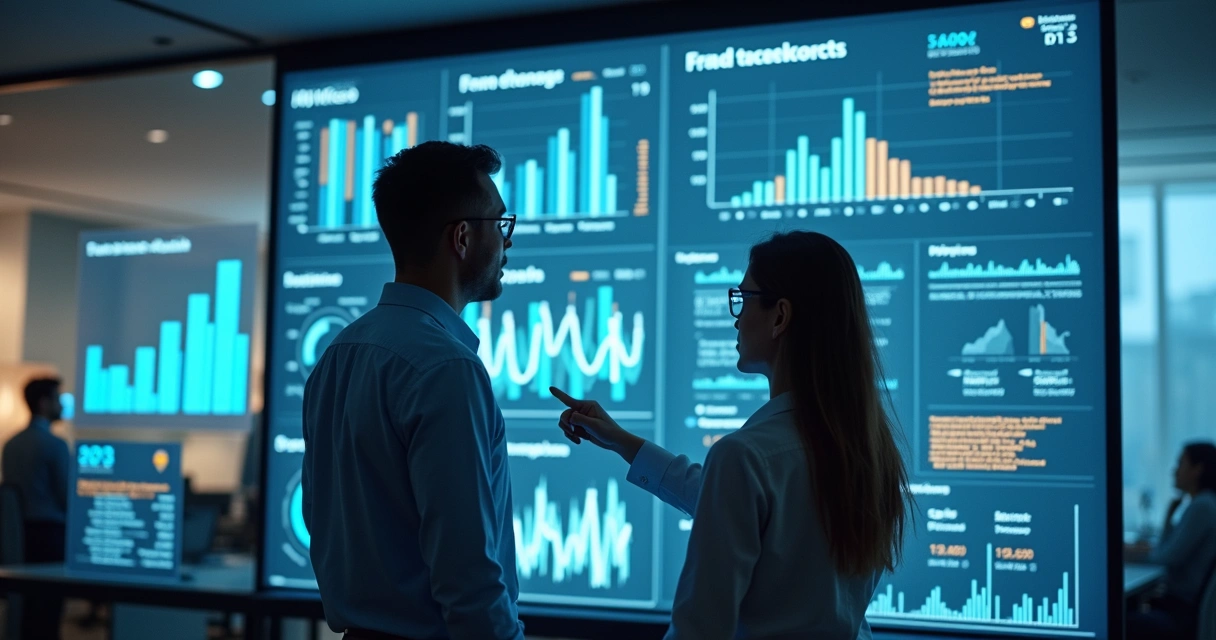 Painel digital com gráficos e análises em tempo real de auditoria em escritório moderno 