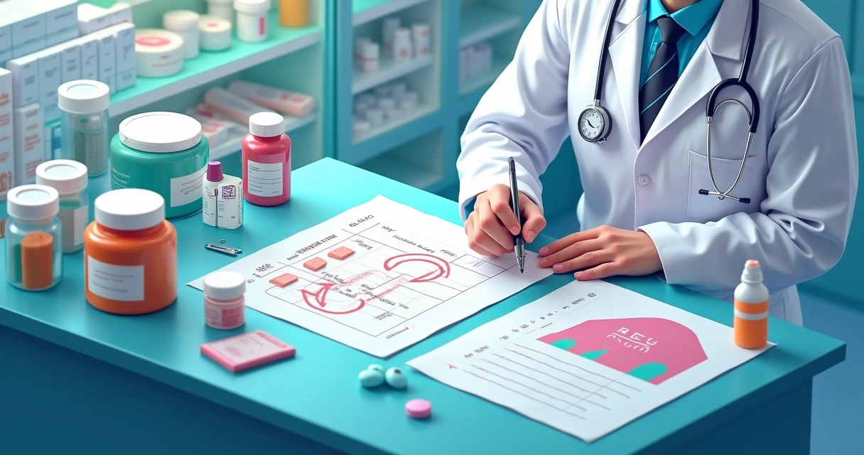 Lista de verificação sendo preenchida em farmácia 