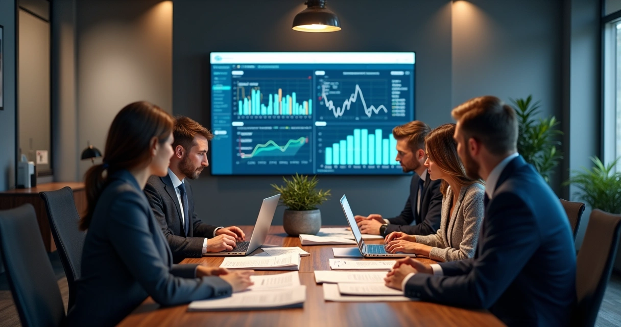 Equipe realizando auditoria fiscal em escritório 