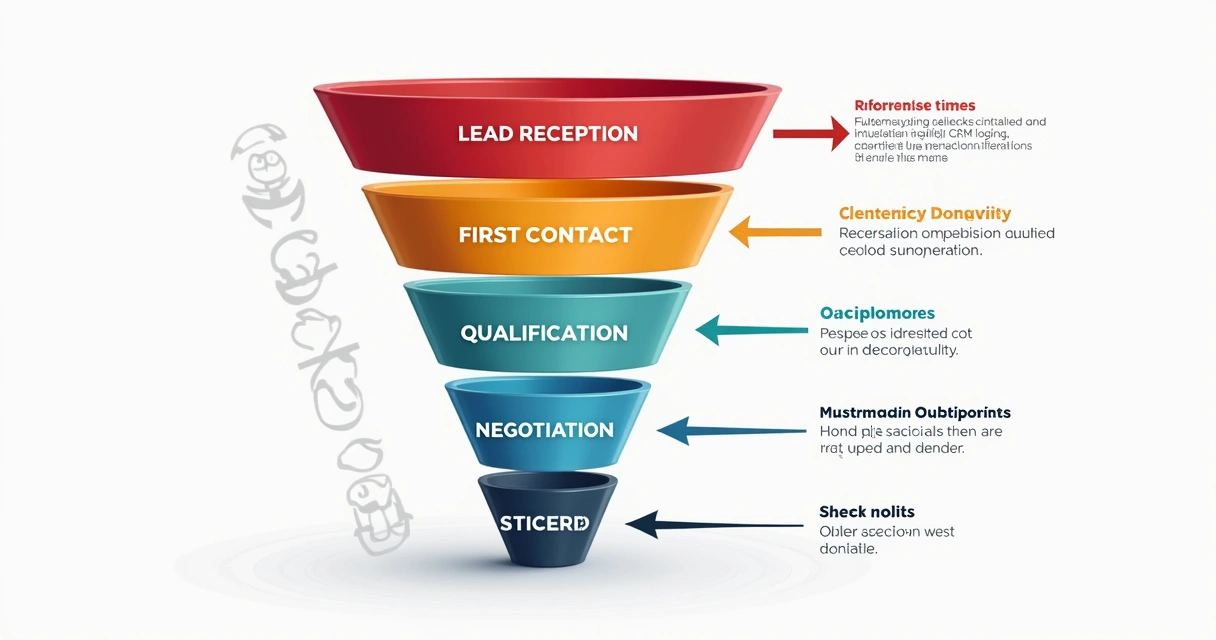 Diagrama ilustrando etapas do funil de atendimento imobiliário. 