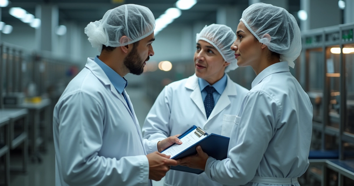 Auditoria sendo realizada em indústria de alimentos 