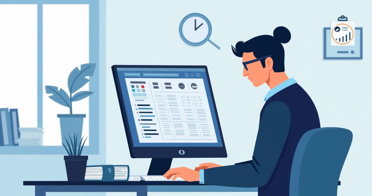 Revisión de planilla laboral en computadora. 