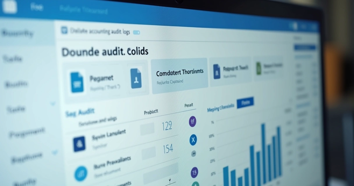 Tela de sistema de contabilidade mostrando logs de auditoria 