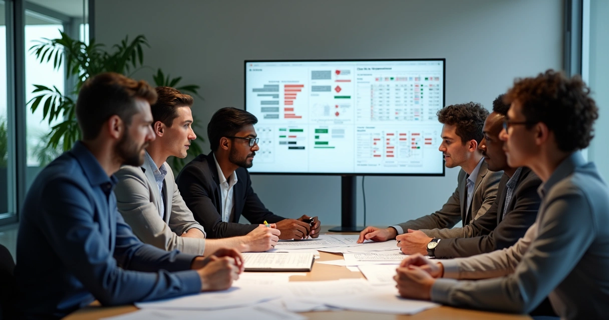 Equipe de auditoria avaliando documentos de segurança psicossocial em empresa