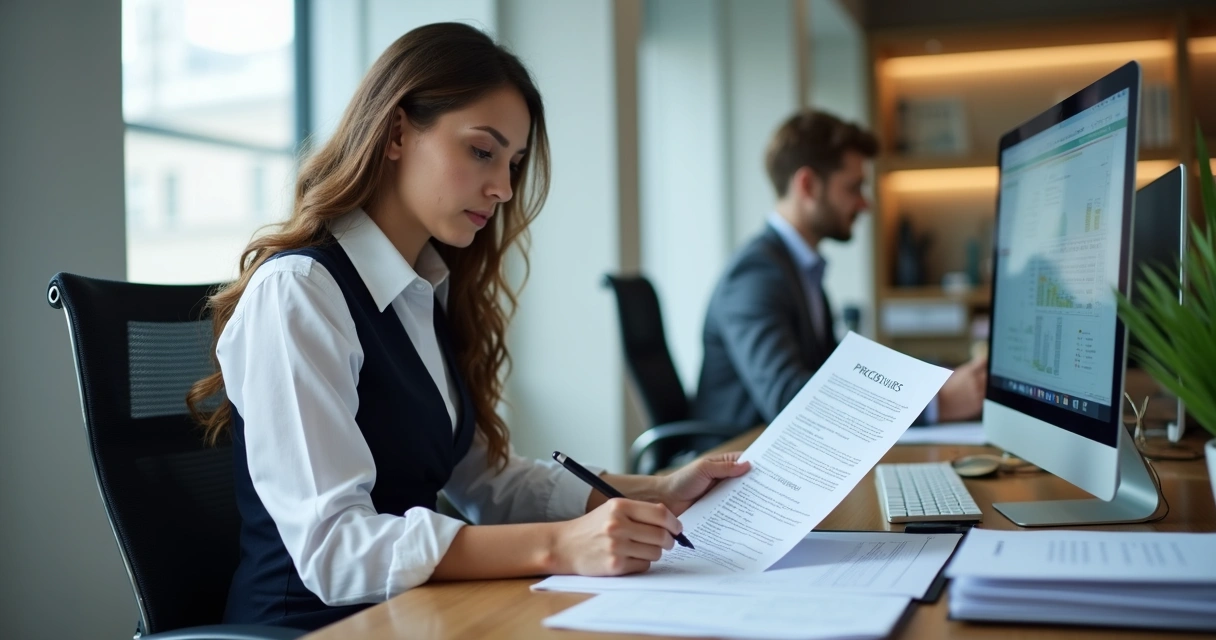 Auditor analisando documentos de POP em hotel 