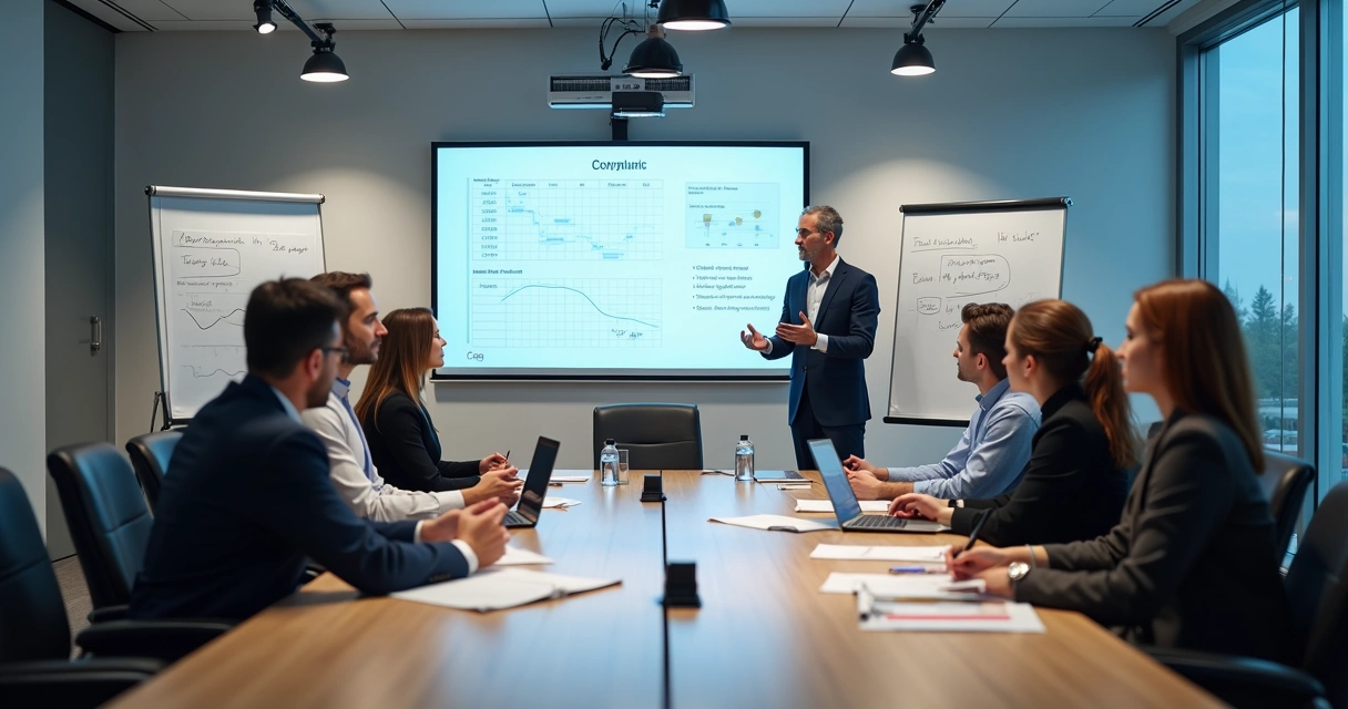 Reunião para auditoria de procedimentos de compliance