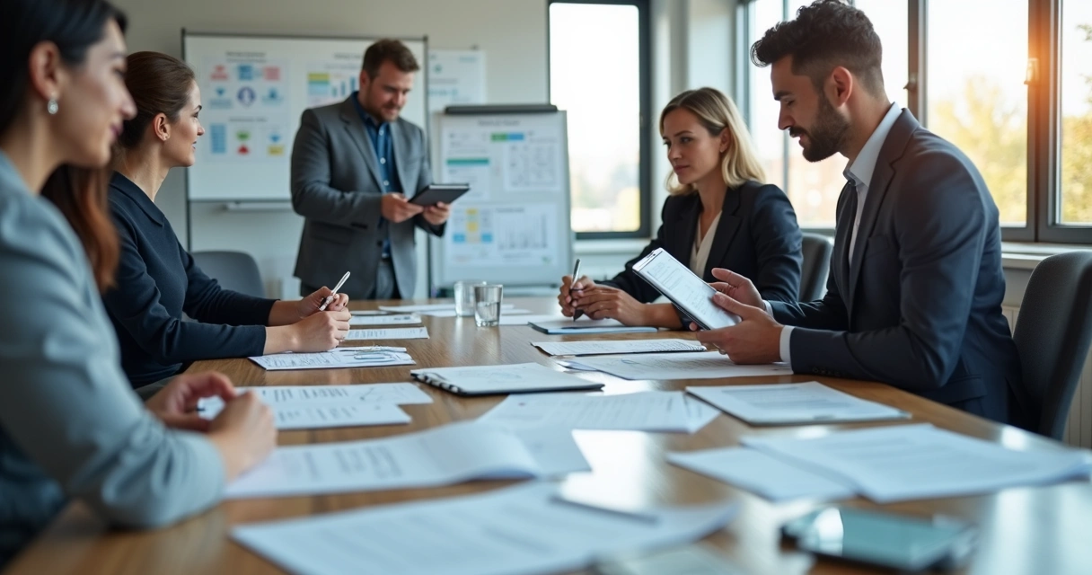 Equipe realizando auditoria em processo usando listas e POPs