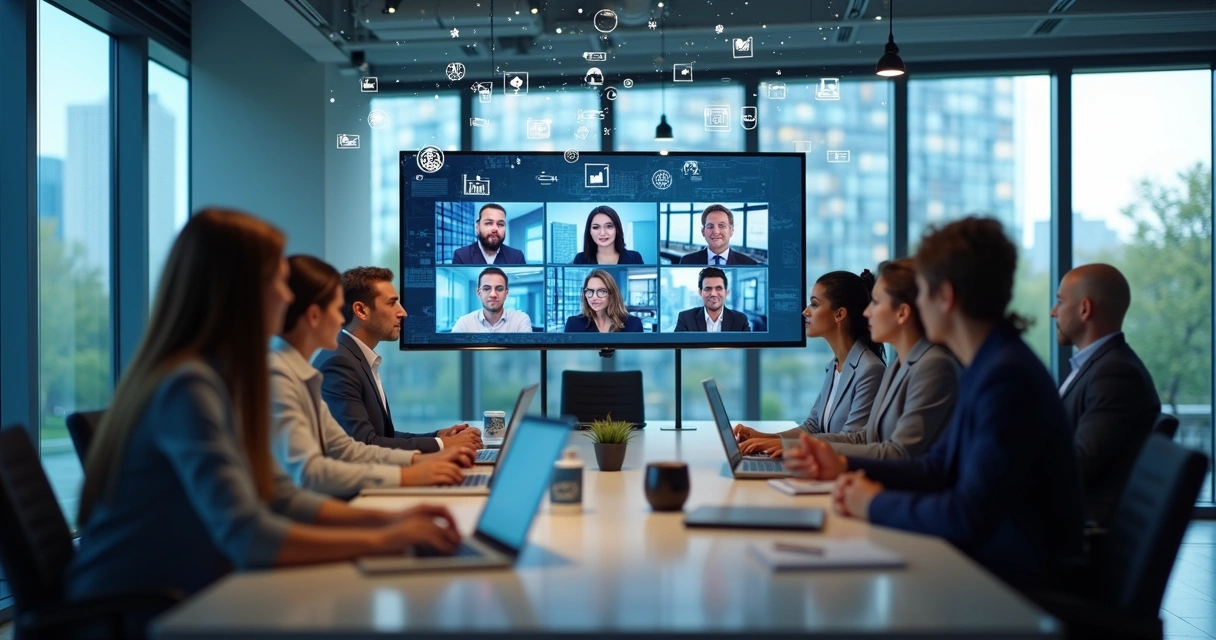Equipe realizando auditoria remota em videoconferência 