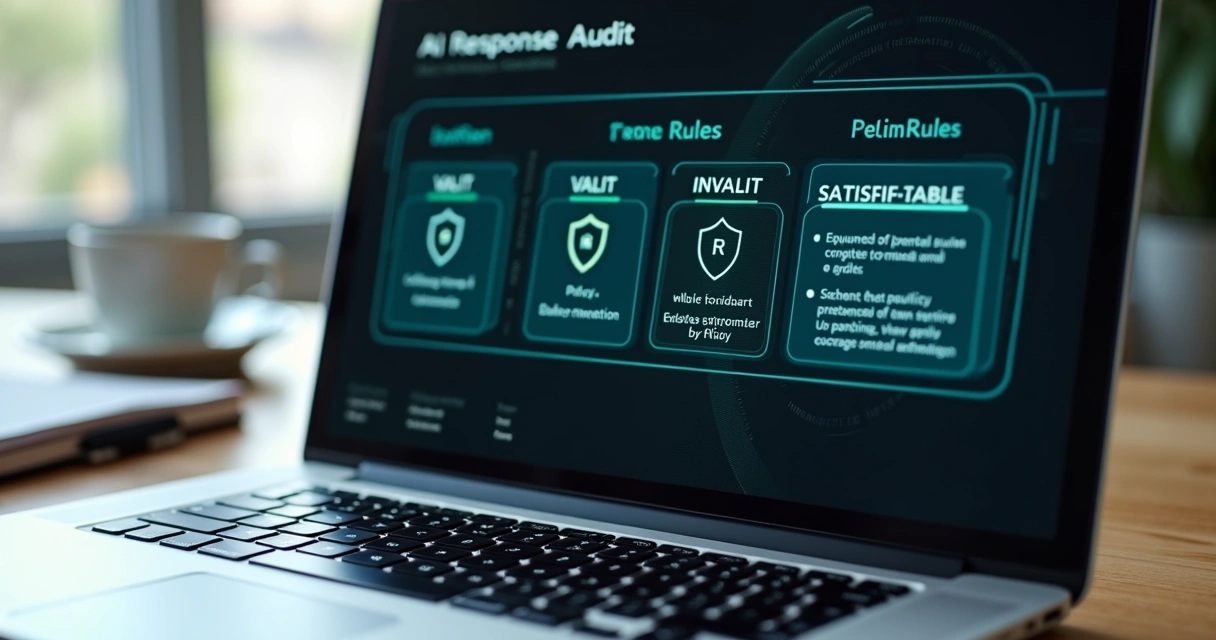 Tela de auditoria com validação de resposta de IA 